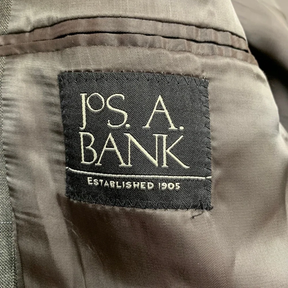 Jos. A. Bank Blazer Mens 46R Gray Windowpane Wool Blend Two Button‎ Sport Coat